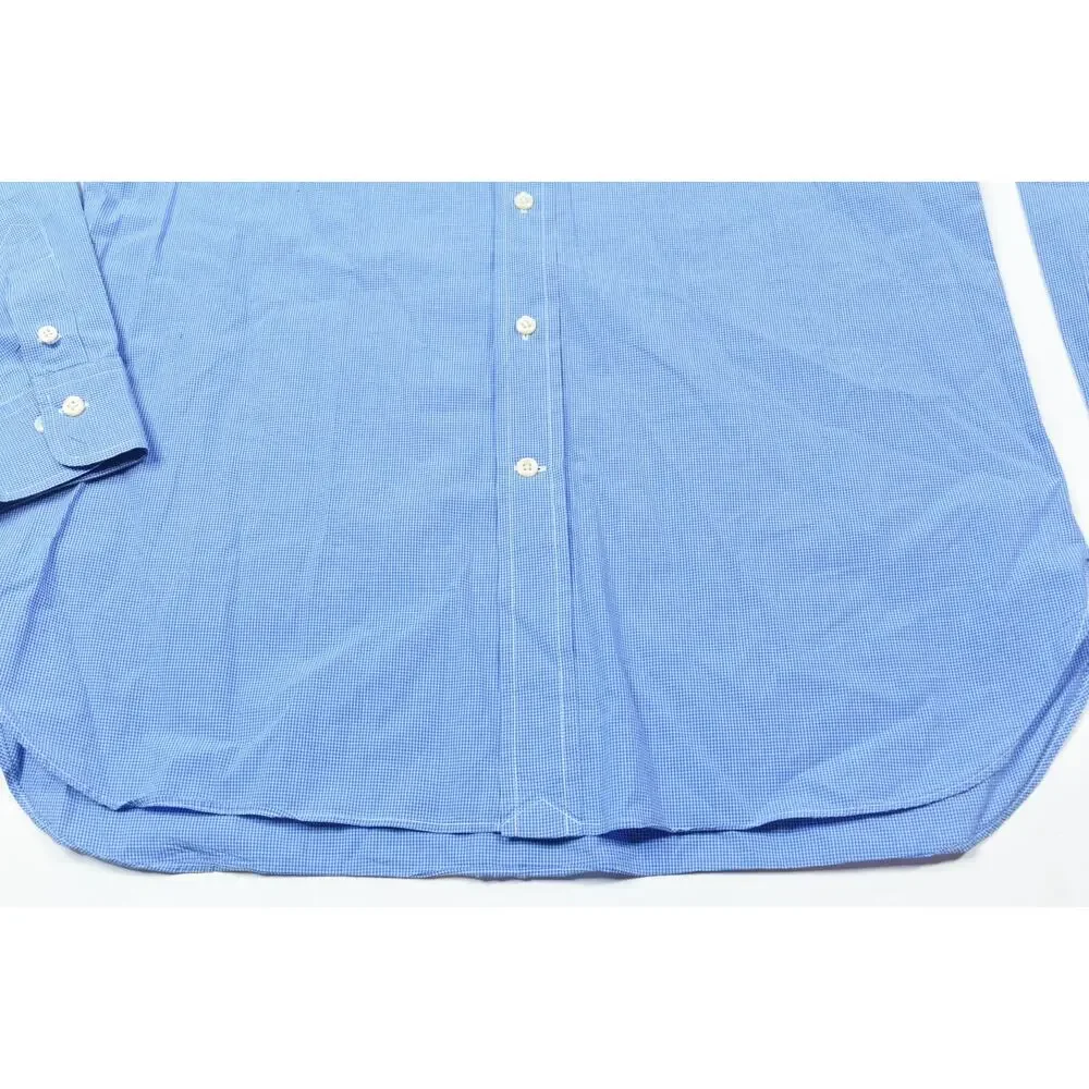 Polo Ralph Lauren Shirt Mens 16.5 Blue Check Long Sleeve Button-Up Slim Fit